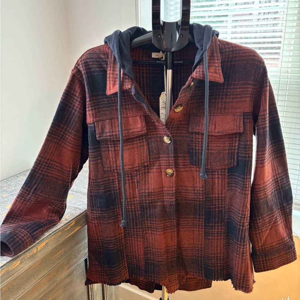 Mystree Brand Shacket with Hoodie 
NWT
Size M